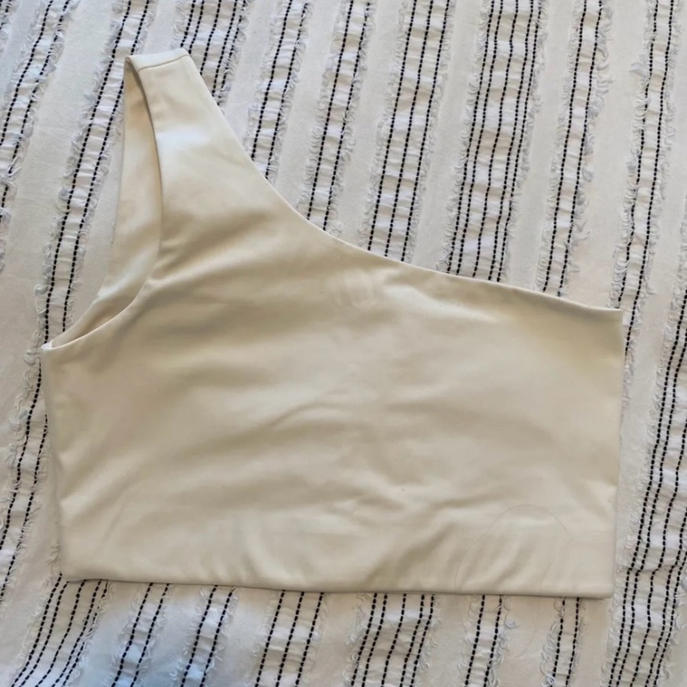 girlfriend collective One-Shoulder Tank Top in Cream